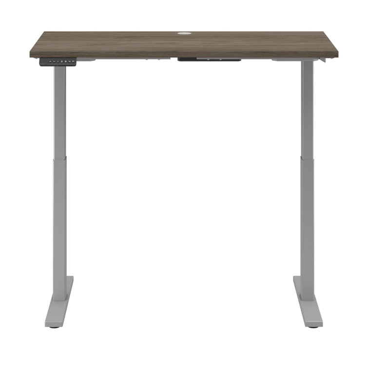 ErgoFlex Black Walnut and Cool Gray Electric Sit-Stand Desk 47.6"