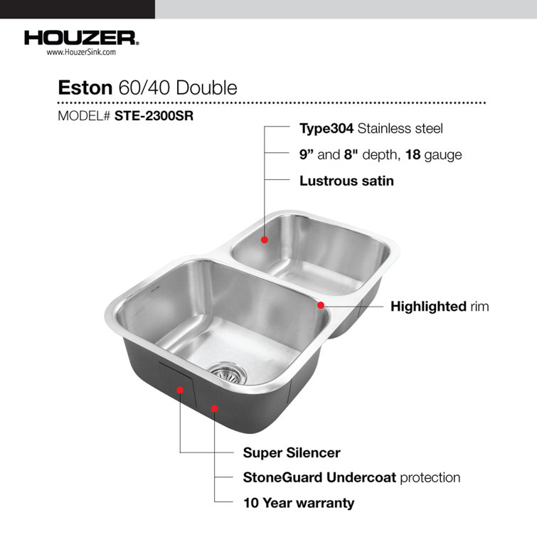 Eston 31.25'' Stainless Steel Double Bowl Undermount Kitchen Sink