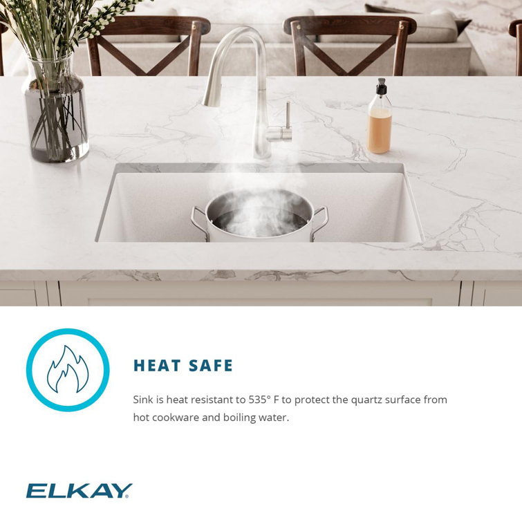 White Quartz 33" Single Bowl Undermount Kitchen Sink