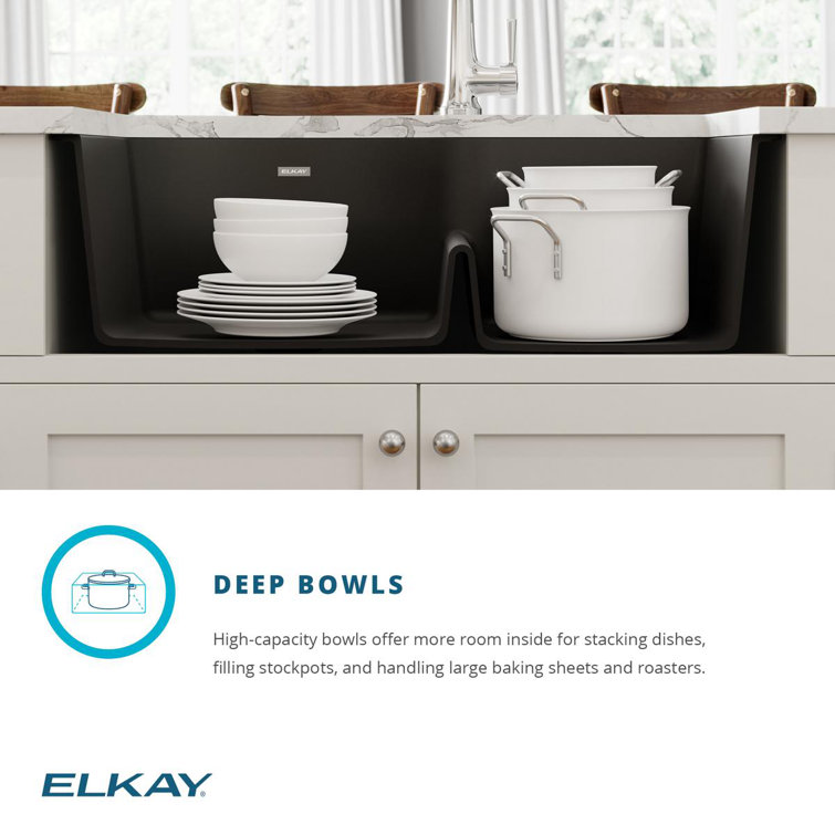 Graystone Double Bowl Stone Undermount Kitchen Sink with Faucet