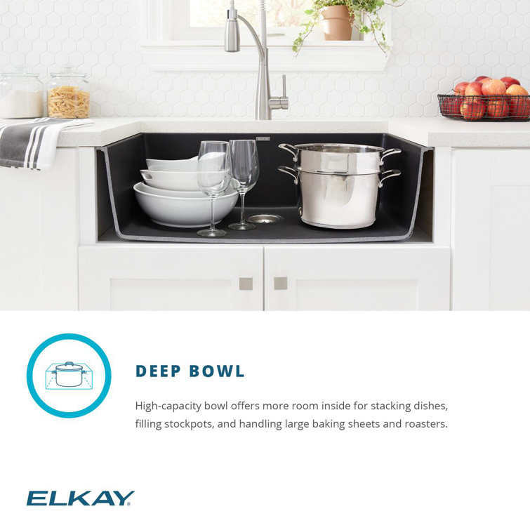 White Quartz 33" Single Bowl Undermount Kitchen Sink