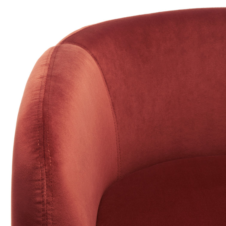 Rust Velvet Barrel Chair with Manufactured Wood Frame