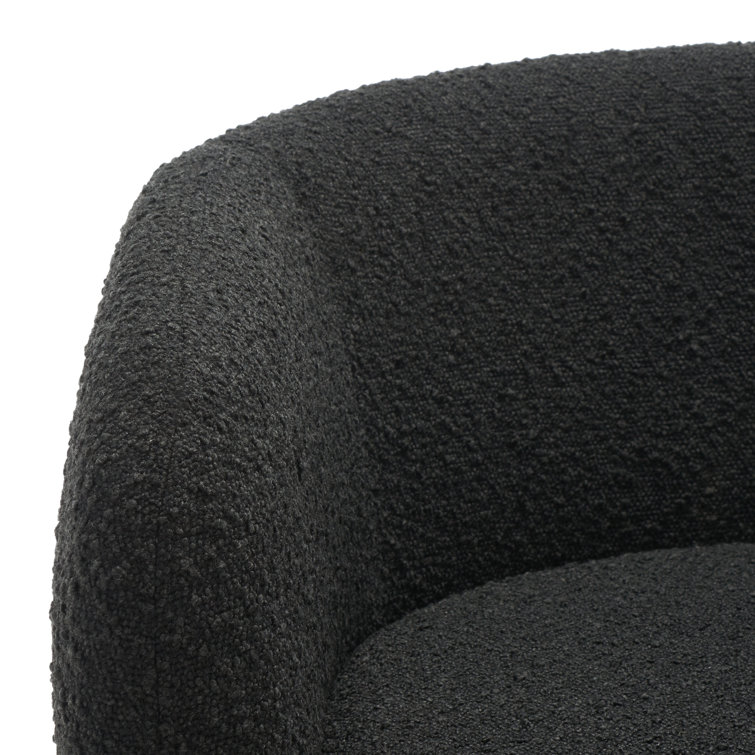 Luxurious Black Velvet Barrel Chair with Sleek Manufactured Wood Base