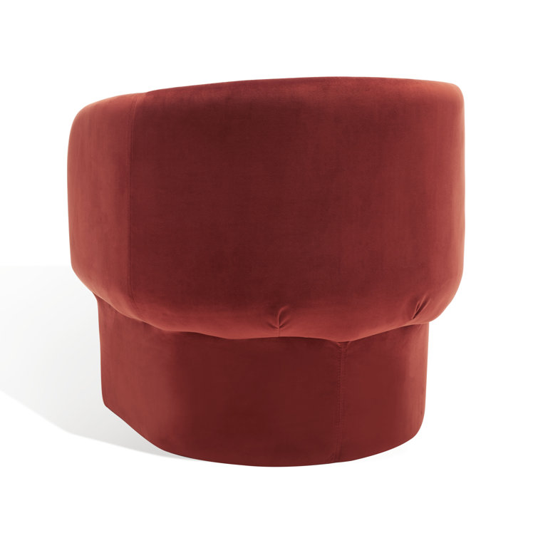 Rust Velvet Barrel Chair with Manufactured Wood Frame