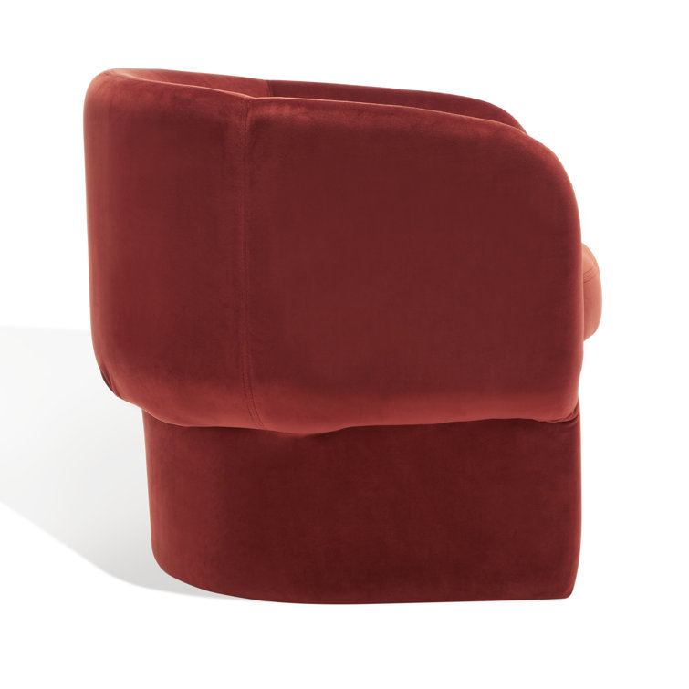 Rust Velvet Barrel Chair with Manufactured Wood Frame
