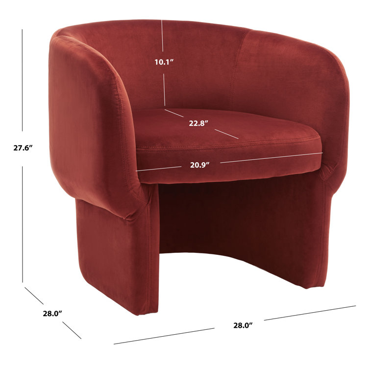 Rust Velvet Barrel Chair with Manufactured Wood Frame