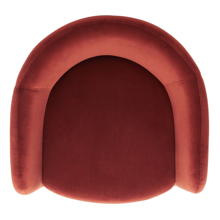 Rust Velvet Barrel Chair with Manufactured Wood Frame