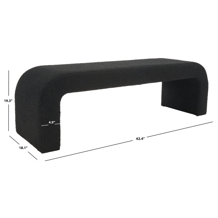 Daine 62" Black Boucle Upholstered Bench with Sled Legs