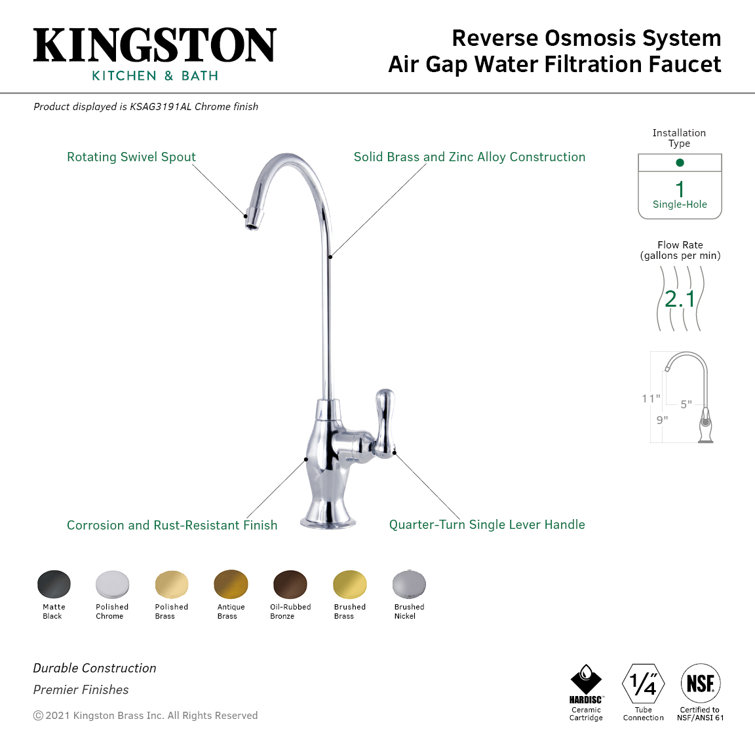 Brushed Brass Single-Handle Water Filtration Faucet