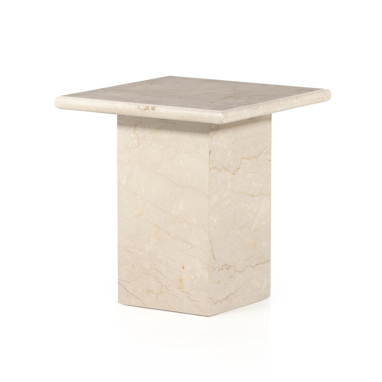 Leonel Cream Marble & Metal 19" Retro Italian Side Table