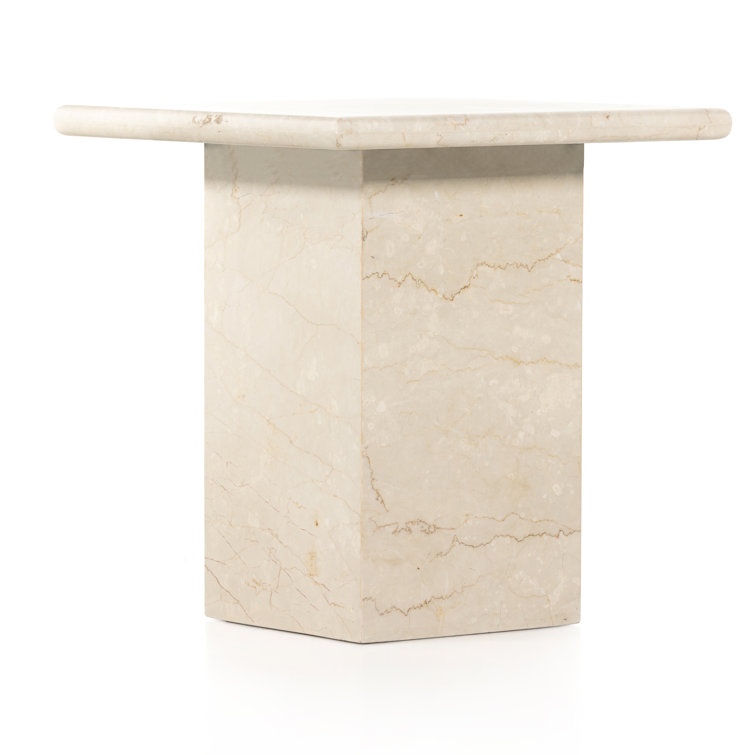 Leonel Cream Marble & Metal 19" Retro Italian Side Table