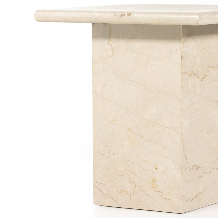 Leonel Cream Marble & Metal 19" Retro Italian Side Table