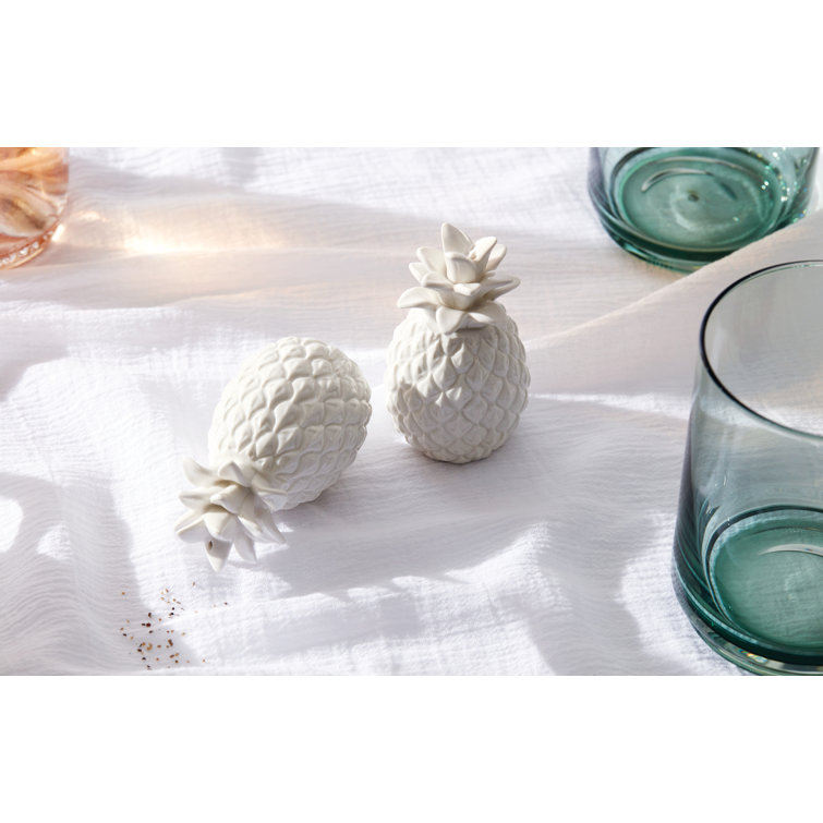 White Porcelain Pineapple Salt and Pepper Shaker Set