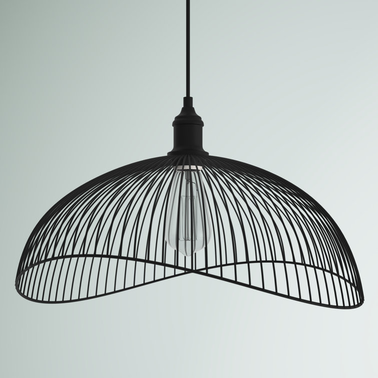 20" Matte Black Metal Geometric Pendant Light