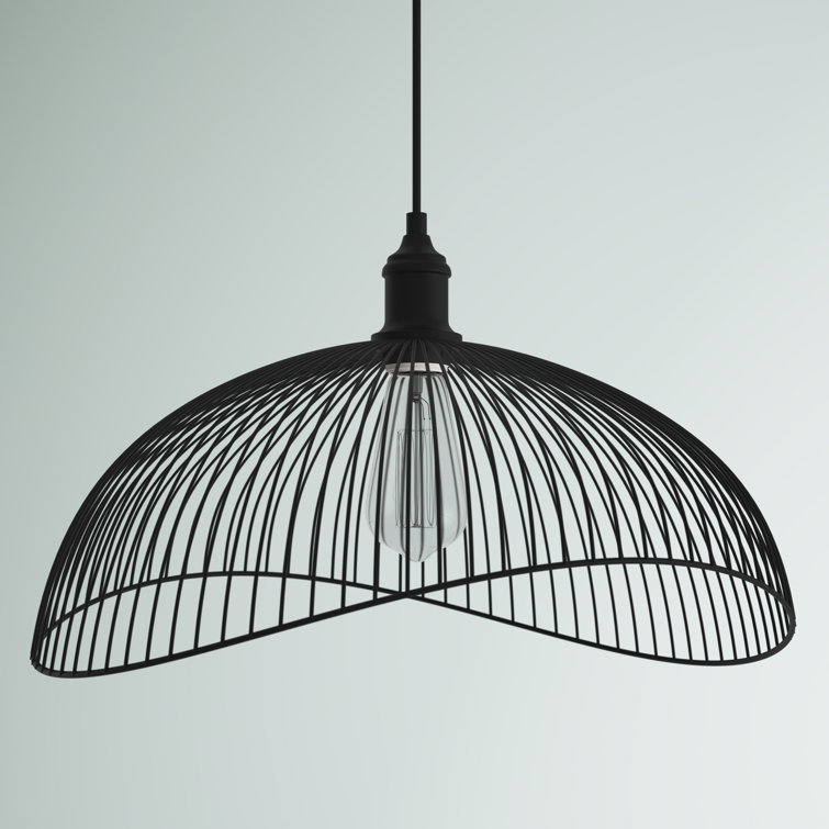 20" Matte Black Metal Geometric Pendant Light