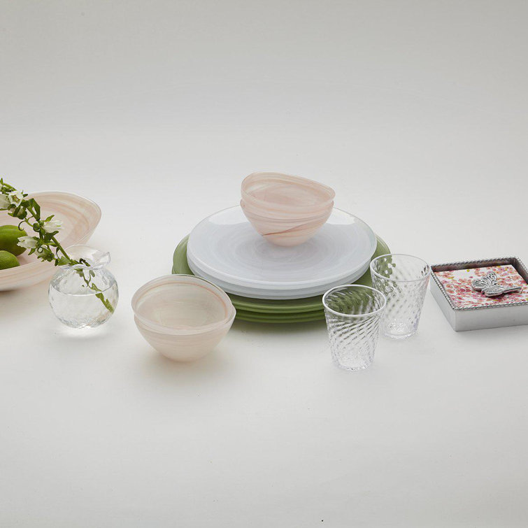 Handmade Green Alabaster Round Glass Platter