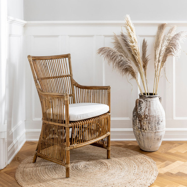 Antique Snow White Handcrafted Rattan Accent Chair