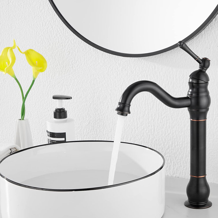 Oil Rubbed Bronze Single Handle Vessel Sink Faucet with Pop-Up Drain