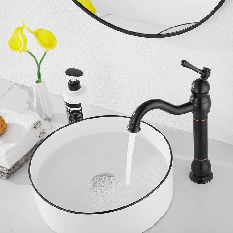 Oil Rubbed Bronze Single Handle Vessel Sink Faucet with Pop-Up Drain