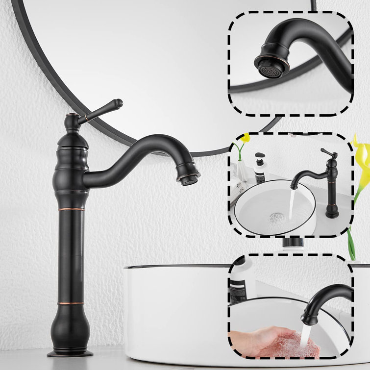 Oil Rubbed Bronze Single Handle Vessel Sink Faucet with Pop-Up Drain