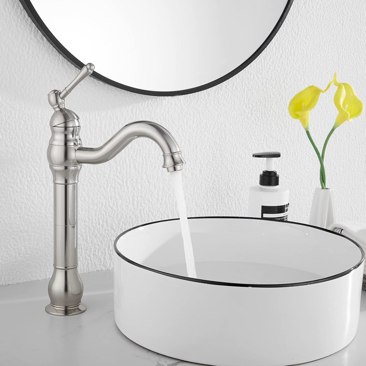 Brushed Nickel Single Handle Vessel Sink Faucet with Pop-Up Drain
