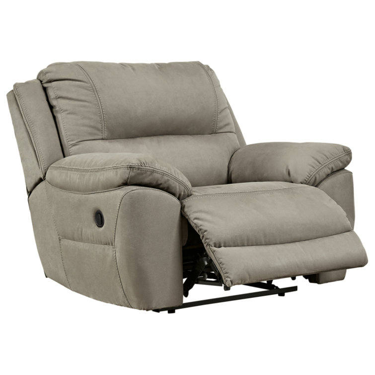 Contemporary Oversized Recliner in Soft-As-Suede Gray Faux Leather