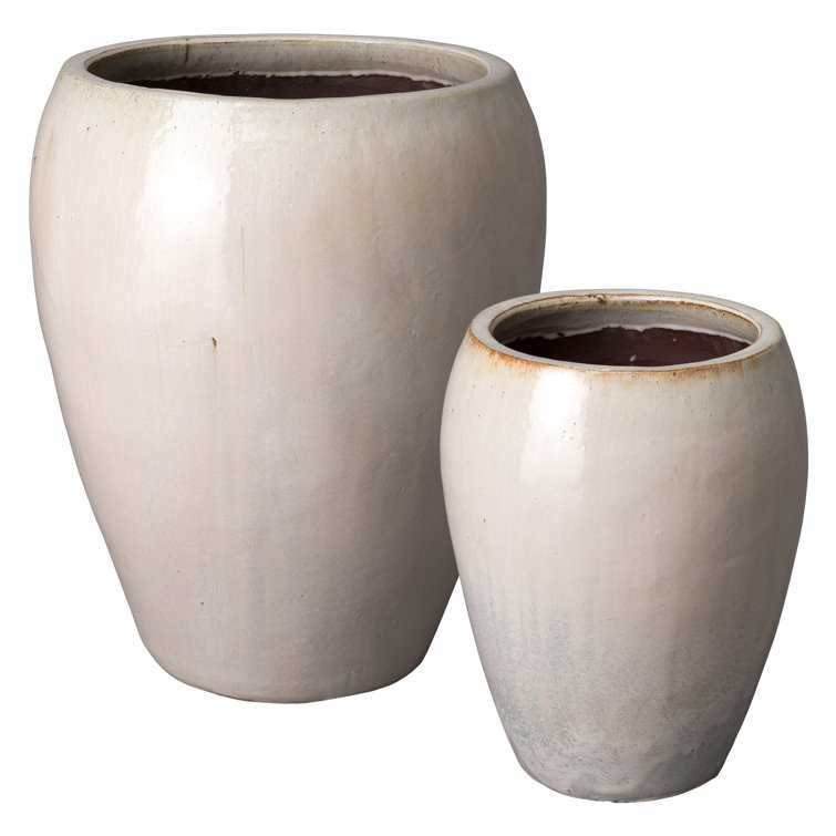 Large Tea Green Ceramic Round Pot for Indoor/Outdoor Use