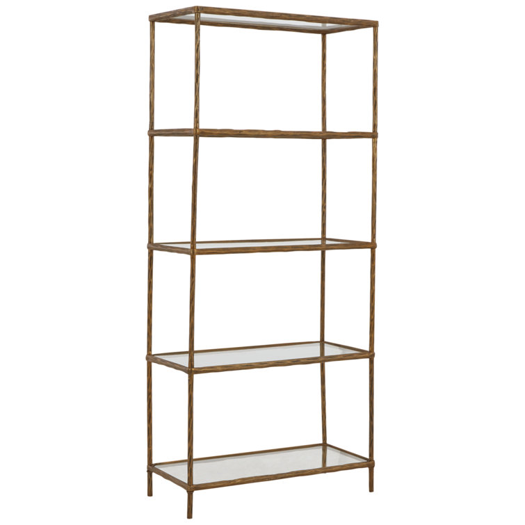 Ryandale Antique Brass 72'' Transitional Aluminum Etagere Bookcase