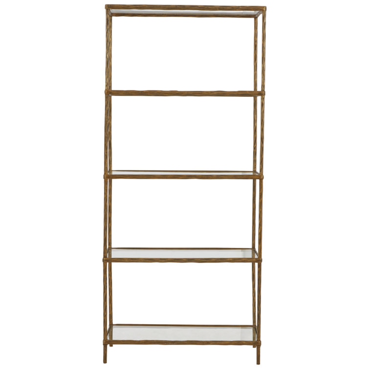 Ryandale Antique Brass 72'' Transitional Aluminum Etagere Bookcase