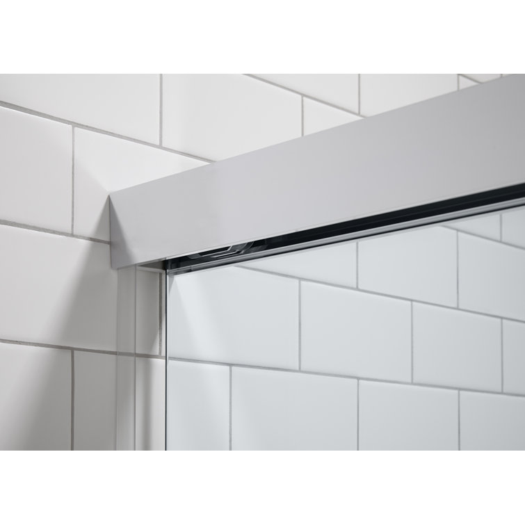 Anodized Dark Bronze Frameless Sliding Shower Door with Crystal Clear Glass