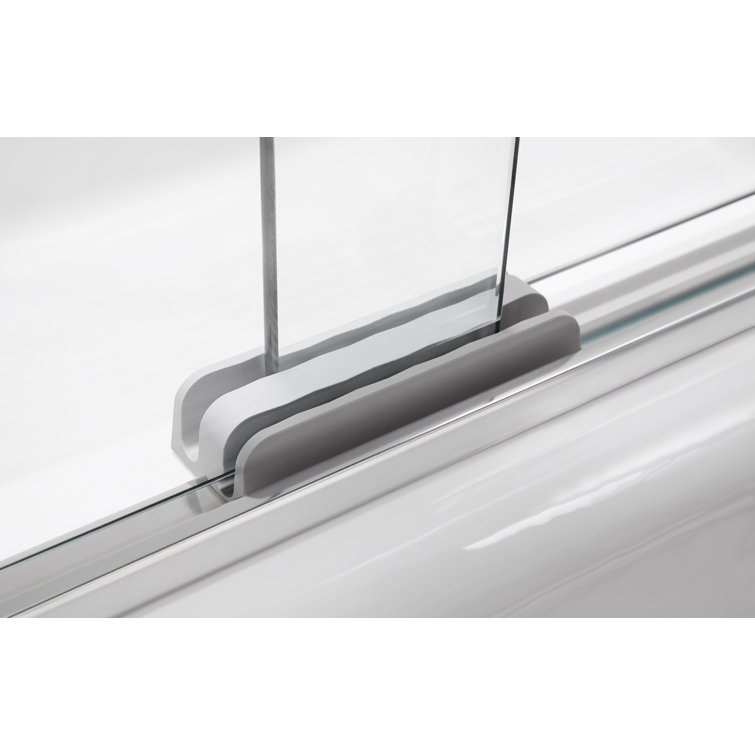 Anodized Dark Bronze Frameless Sliding Shower Door with Crystal Clear Glass