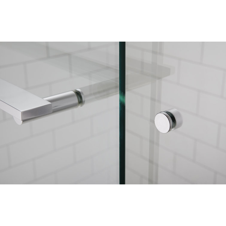 Anodized Dark Bronze Frameless Sliding Shower Door with Crystal Clear Glass