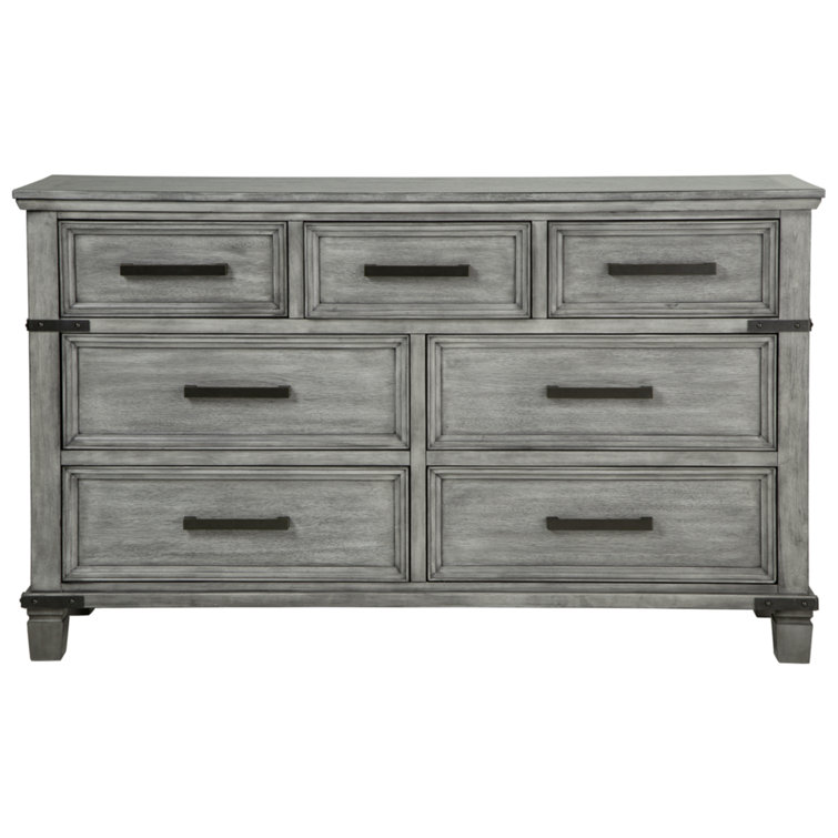 Russelyn Transitional 7-Drawer Double Dresser in Weathered Gray