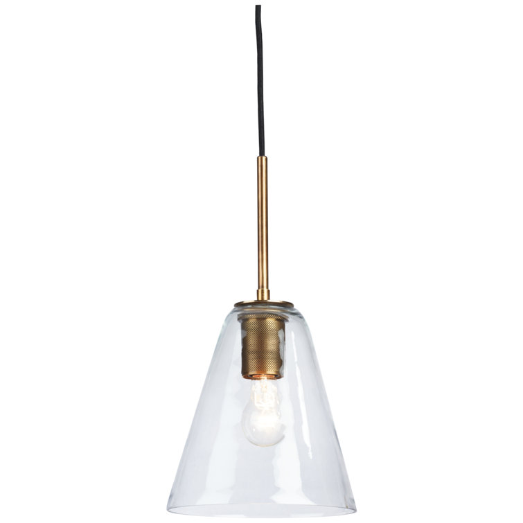 Collbrook Contemporary Clear Glass & Brass Pendant Light