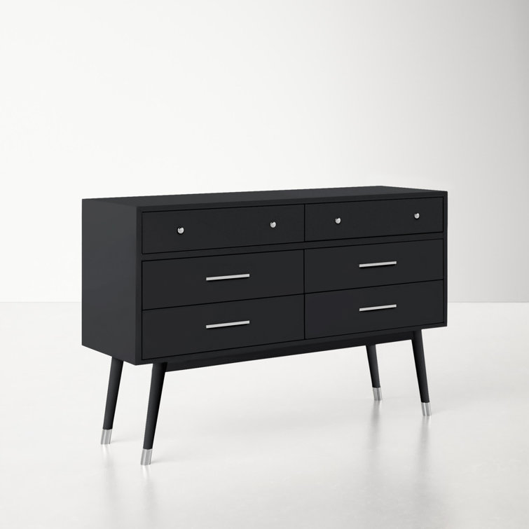 Black and Silver Mid-Century Modern Double Dresser