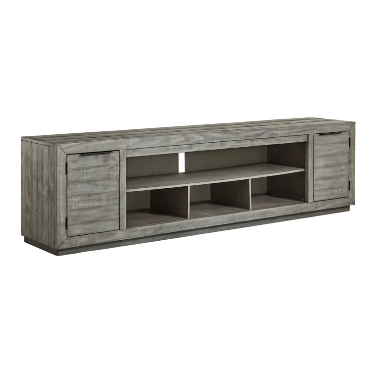 Contemporary Gray 92" TV Stand with Fireplace and Cabinet