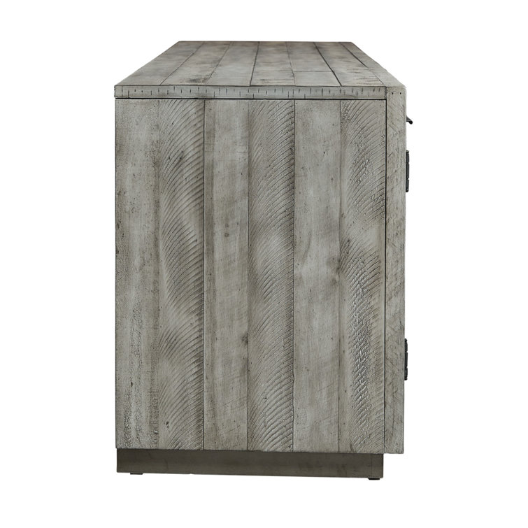 Contemporary Gray 92" TV Stand with Fireplace and Cabinet