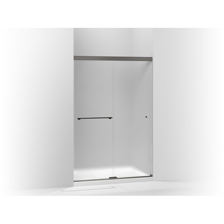 Anodized Dark Bronze Frameless Sliding Shower Door with Clear Glass