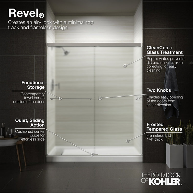 Anodized Brushed Nickel Frameless Sliding Shower Door with Clear Glass