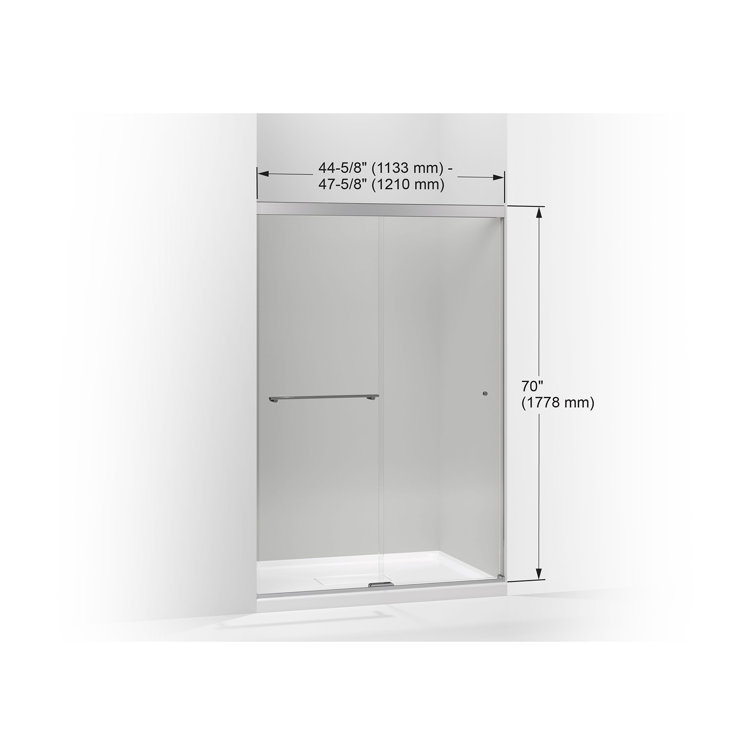 Bright Polished Silver Frameless Sliding Shower Door with Clear Glass