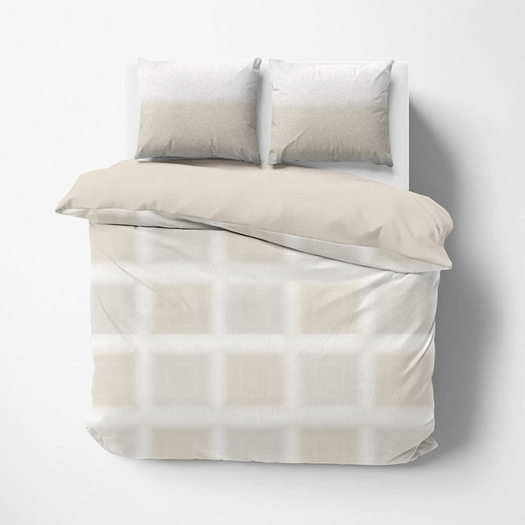 Delara Beige Organic Cotton Queen Duvet Cover Set