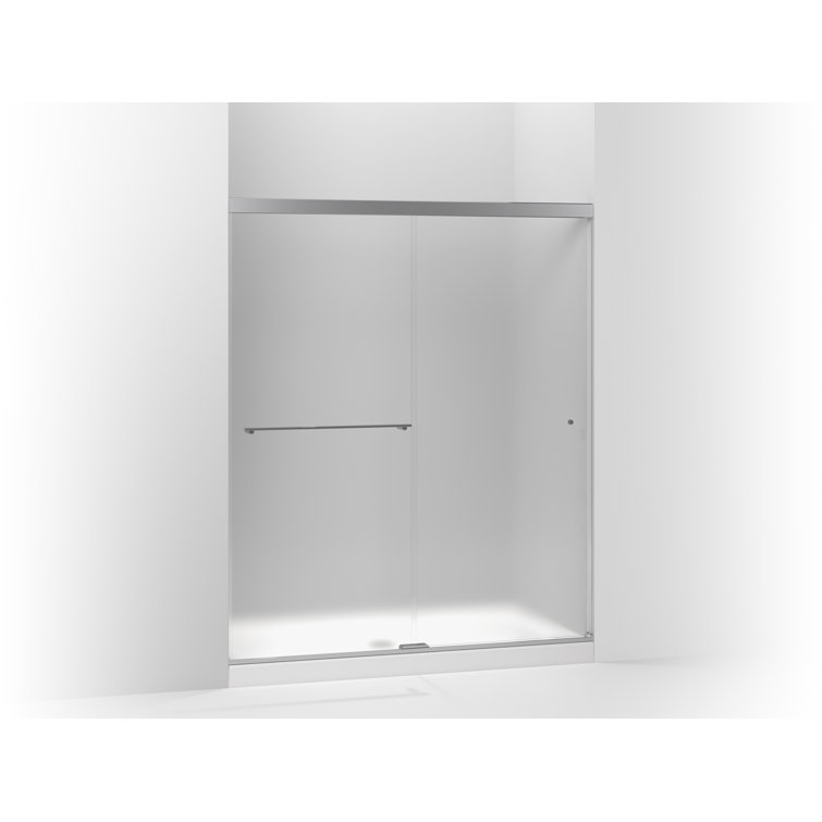 Revel 60'' Frameless Sliding Shower Door in Polished Silver with Clear Glass