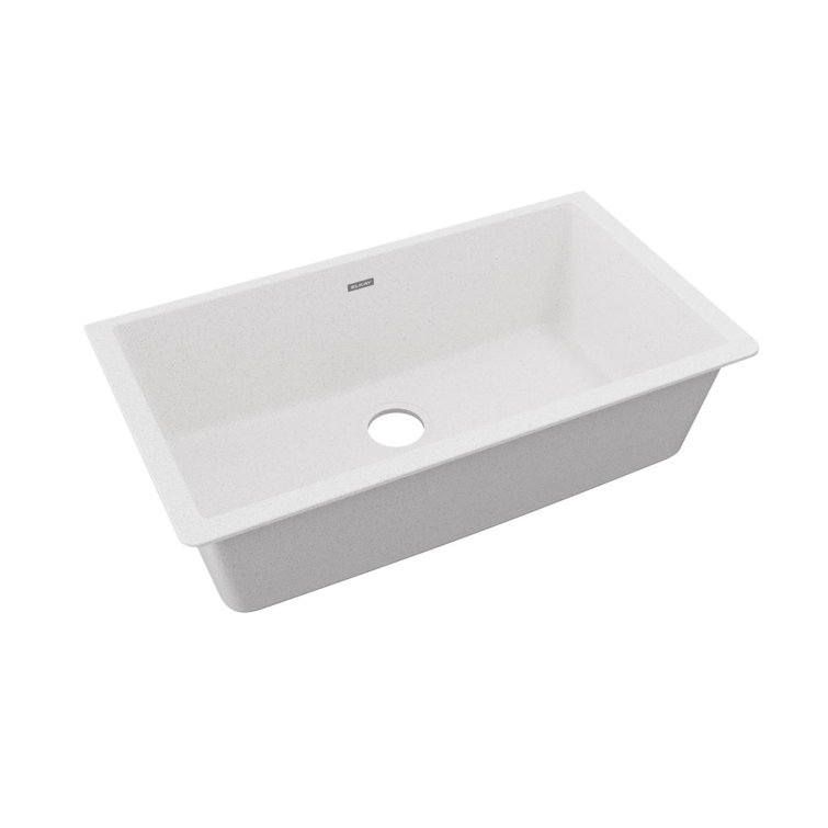 White Quartz 33" Single Bowl Undermount Kitchen Sink