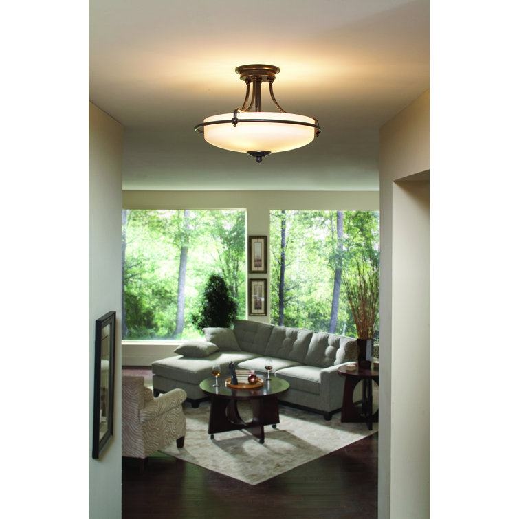 Palladian Bronze 17" Glass Semi-Flush Mount for Indoor/Outdoor