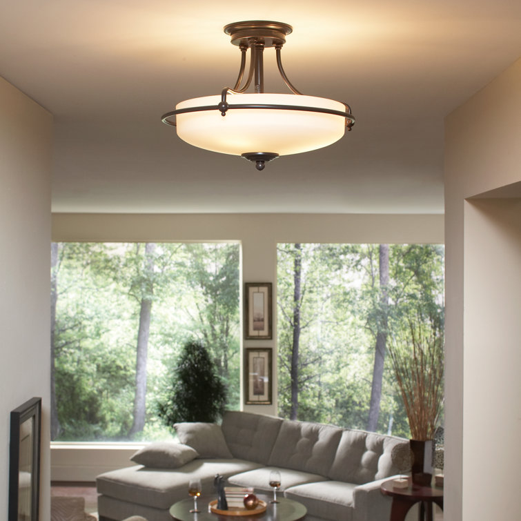 Palladian Bronze 17" Glass Semi-Flush Mount for Indoor/Outdoor