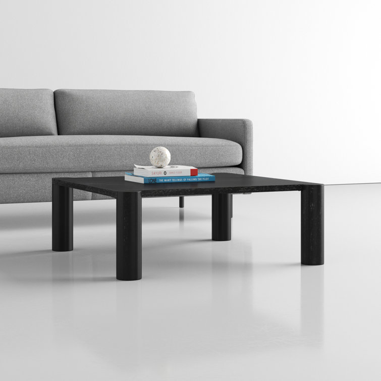 Post 36'' Black Oak Solid Wood Low-Profile Coffee Table