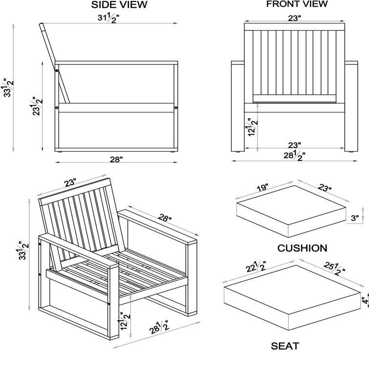 Eucalyptus Wood Outdoor Chair with Gray Cushions
