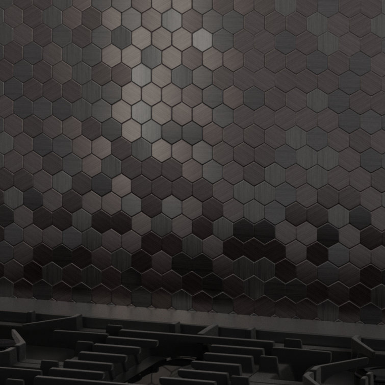 30'' Black Metal Peel and Stick Hexagon Backsplash Panel