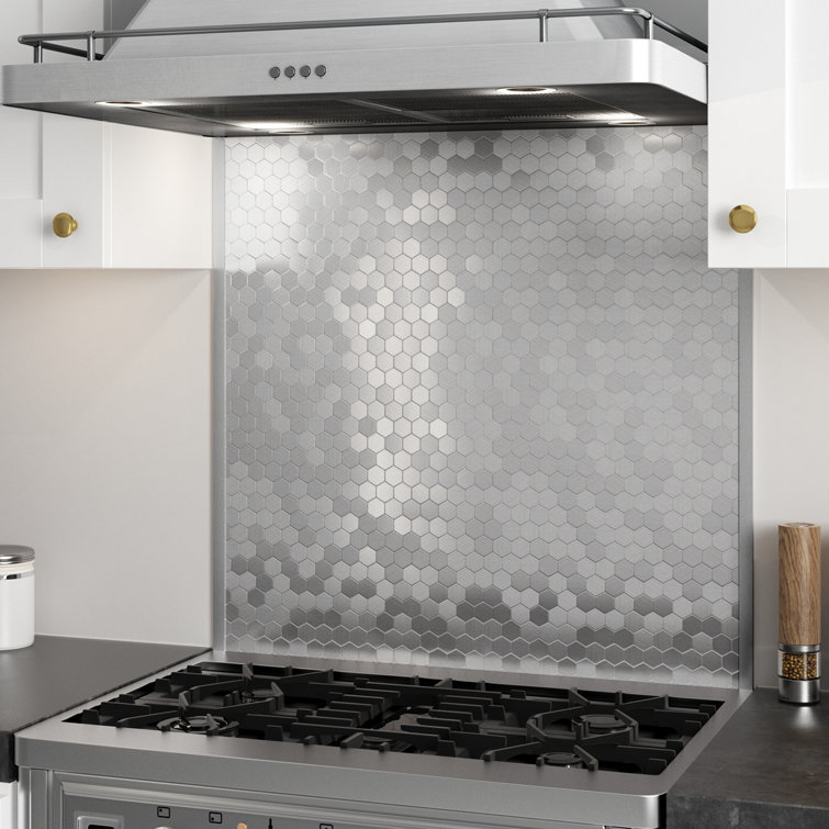 30'' Silver Metal Hexagonal Peel and Stick Backsplash Tile