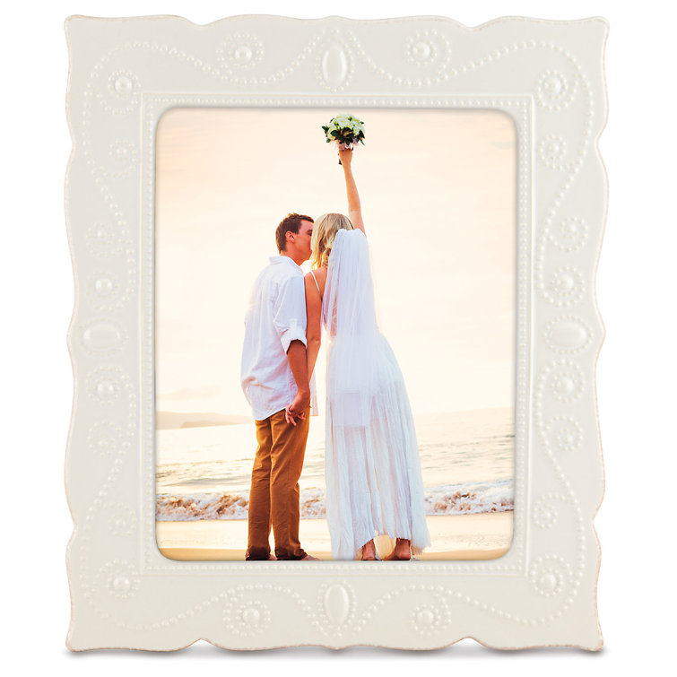 Classic White Ceramic Beaded 8" x 10" Picture Frame